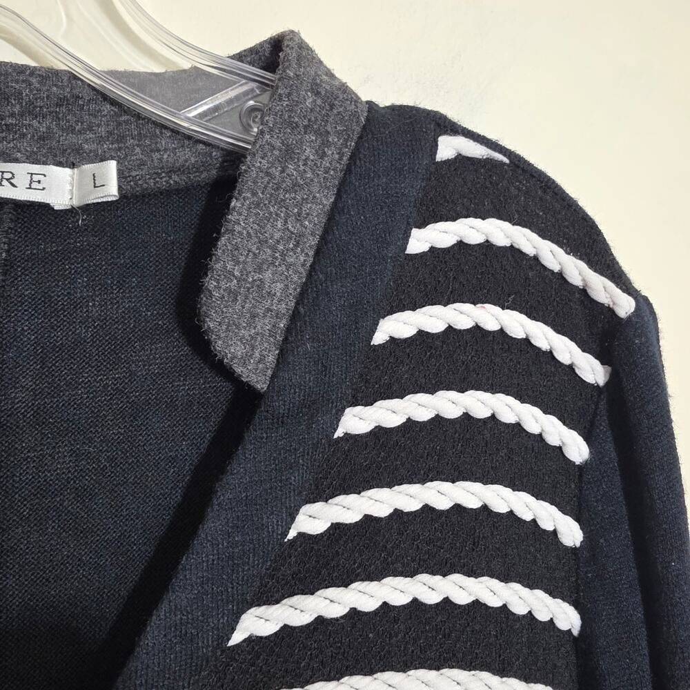 Adore asymmetrical striped wide colorful metallic sleeve button sweater woman L - Picture 7 of 13